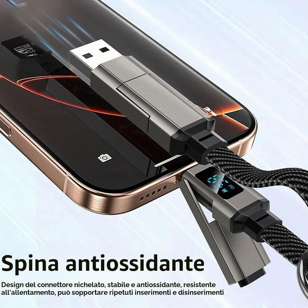 VoltKey™ 65W – Il Cavo di Ricarica Rapida 4-in-1 con Display Digitale